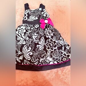 Vintage Good lad 4t Black And White With hot Pink Dress Little Girl Retro Outfit